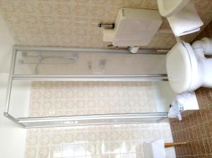 łazienka z toaletą i prysznicem w obiekcie Hotel Garni w mieście Bad Schallerbach