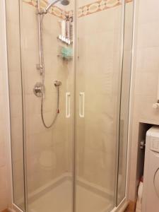 a shower with a glass door in a bathroom at Large Flat City Centre in Milan