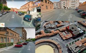 un collage de fotos de una ciudad con edificios en Albergue Internacional de Teruel City Backpackers, en Teruel