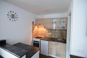 a small kitchen with a sink and a counter at Apartment Bea with FREE BIKE and BIKE STORAGE in Koper