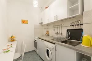 una cucina con lavandino e lavatrice di Pamka place a Budapest