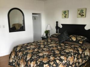 a bedroom with a large bed and a mirror at Bridgewaters Inn in Johnstown