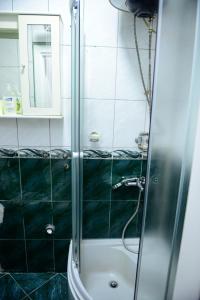 a bathroom with a shower and a sink at Apartments MM in Nik&scaron;ić