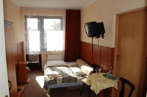Televízia a/alebo spoločenská miestnosť v ubytovaní Hotel Bona