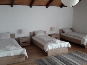 sypialnia z dwoma łóżkami i dwoma szafkami nocnymi w obiekcie Villa Osa Modlin Airport w mieście Zakroczym