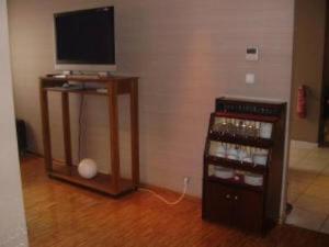 TV a/nebo společenská místnost v ubytování Aegli Hotel