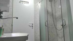 ein Badezimmer mit Dusche und Waschbecken in der Unterkunft Apartment Dixy in Belgrad