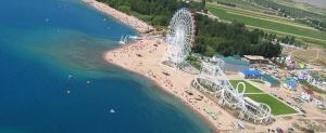 an aerial view of a beach with a water park at Parus Hotel in Bosteri