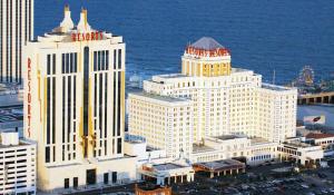 
a large building with a clock on top of it at Resorts Casino Hotel Atlantic City in Atlantic City
