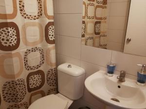 a bathroom with a toilet and a sink at Apartamentos Santiago Centro R&M in Santiago +23 photos