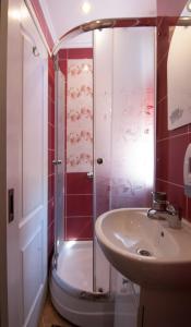 a bathroom with a shower and a sink at Home Hotel Apartments on Mykhailivska Square - Kiev in Kyiv