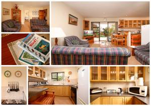un collage de fotos de una cocina y una sala de estar en Rest Assured Stilbaai, en Stilbaai