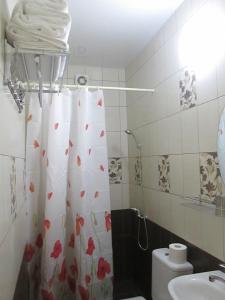 アドレルにあるDom u moryaのバスルーム(シャワーカーテン、トイレ付)