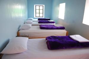 Agouti的住宿－卡斯巴艾特布格美旅館，一组七张床垫,放在一间房间里