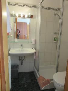 A bathroom at Waldpension Mück