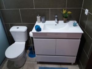 a bathroom with a white sink and a toilet at Vista Funchal in Funchal