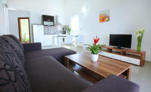 a living room with a couch and a coffee table at Apartments Nemira Exclusive in Omiš