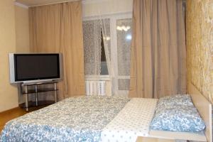 モスクワにあるApartment on Kuntsevskayaのベッドルーム(ベッド1台、薄型テレビ付)