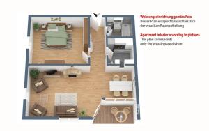 um plano de um quarto com uma planta do chão em Maurus A3 em St. Moritz