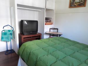 a bedroom with a bed and a tv at Casa Oriente Viña in Viña del Mar