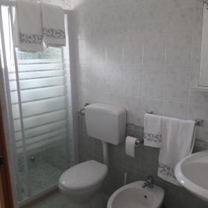 een kleine badkamer met een toilet en een wastafel bij B&B Trullo Di Mare 2 in Marina di Lizzano