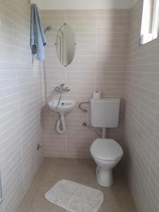La petite salle de bains est pourvue de toilettes et d'un lavabo. dans l'établissement Nadia's home, à Ilidža