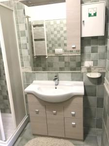 a bathroom with a sink and a mirror at Asher's House Colosseum in Rome