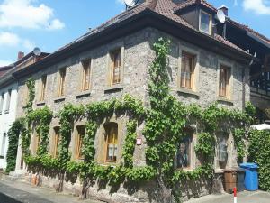 an old stone building with ivy on it at Ferienwohnung Hammelburg in Hammelburg