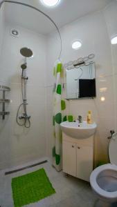 a bathroom with a sink and a toilet and a shower at City center flats - Unirii Square in Bucharest