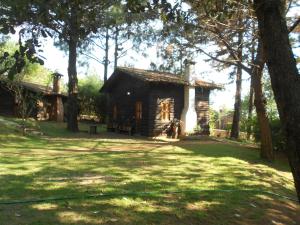 una pequeña cabaña en medio de un patio en Cabañas los Venados, en Mazamitla