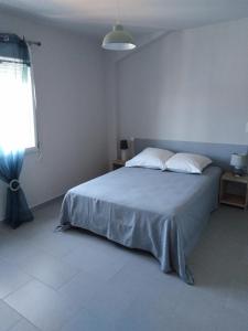 a bedroom with a bed with two pillows and a window at Le Golfe in Figari +19 photos