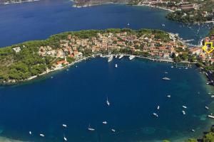 an aerial view of a harbor with boats in the water at Apartment Maskaric in Cavtat
