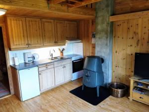 cocina con fregadero y fogones en Hogstul Hytter - Apartment North en Tuddal