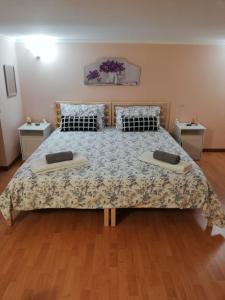 1 dormitorio con 1 cama grande y 2 almohadas en Casa Vacanza Due Effe en Martina Franca