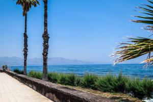 un marciapiede vicino all'oceano con palme di Smeraldo - Splendido e spazioso appartamento a due passi dal mare tra Taormina e Catania a Riposto