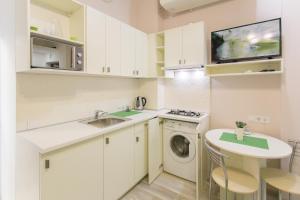 Kuchyň nebo kuchyňský kout v ubytování Basseynaya Apart Hotel
