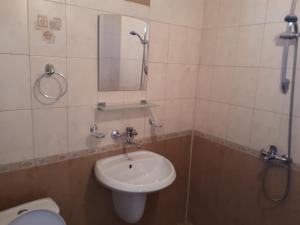 a bathroom with a sink and a shower and a toilet at Dom Zaharievi in Byala +69 photos