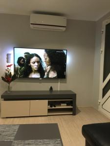 Televízia a/alebo spoločenská miestnosť v ubytovaní APARTAMENT WŁODEK