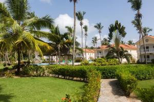 a resort with palm trees and a yard with a lawn at The Cove Apartments in El Francés