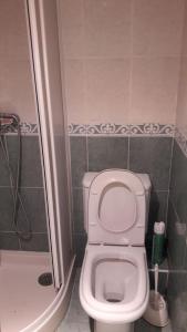 a small bathroom with a toilet and a shower at Piso ideal para las vacaciones in Miramar