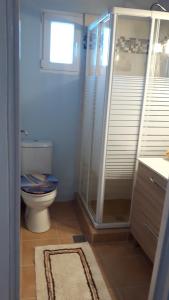 LámiraにあるGreen Oasis 2のバスルーム(トイレ、ガラス張りのシャワー付)