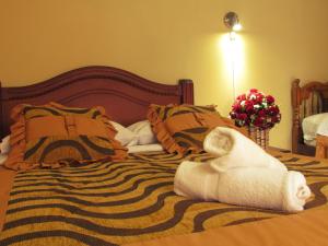 En eller flere senge i et værelse på Hostal Anais