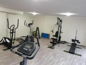 a gym with several exercise bikes and a treadmill at Guliam apart in Santiago
