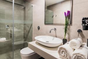 Koupelna v ubytování Hotel Viza