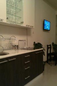 a kitchen with a sink and a tv on the wall at ***Vila To&scaron;e D. Kru&scaron;evo in Kru&scaron;evo