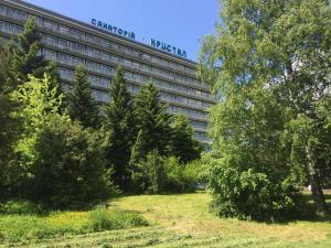 a building with the words embassy berlin on it at Sanatoriy Kristall in Truskavets