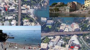 a collage of photos of a beach and buildings at House Orizzonte - Casa Bianca in Genoa