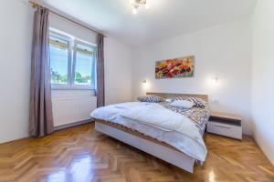 a bedroom with a bed and a window at Apartments Raspolic in Kastav