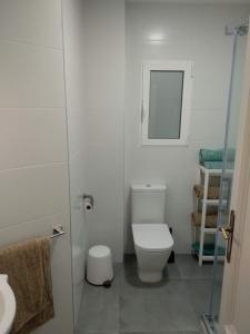 a white bathroom with a toilet and a mirror at KM0 CENTRO CIUDAD in Valencia +15 photos