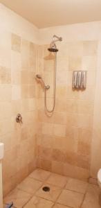 a shower with a shower head in a bathroom at The House of Taly & Erez in Neta‘im